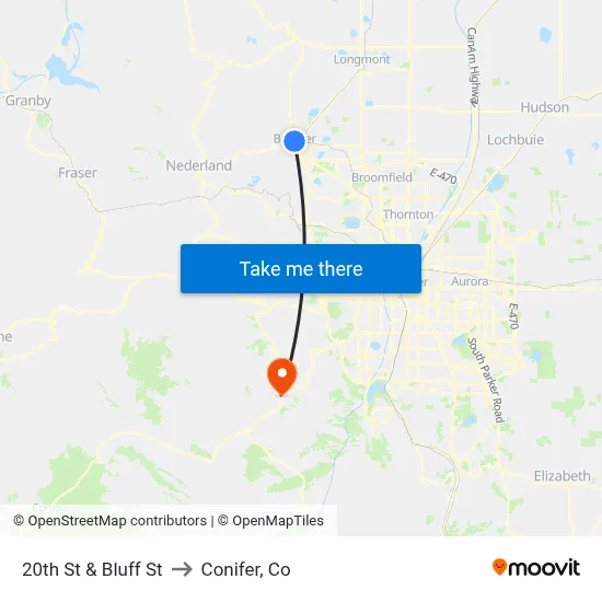 20th St & Bluff St to Conifer, Co map