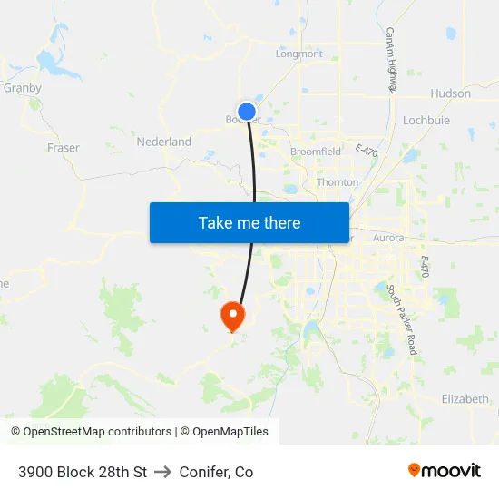 3900 Block 28th St to Conifer, Co map