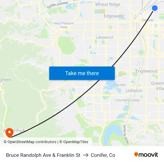 Bruce Randolph Ave & Franklin St to Conifer, Co map