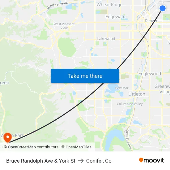 Bruce Randolph Ave & York St to Conifer, Co map