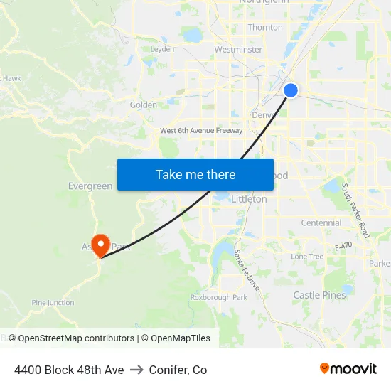 4400 Block 48th Ave to Conifer, Co map