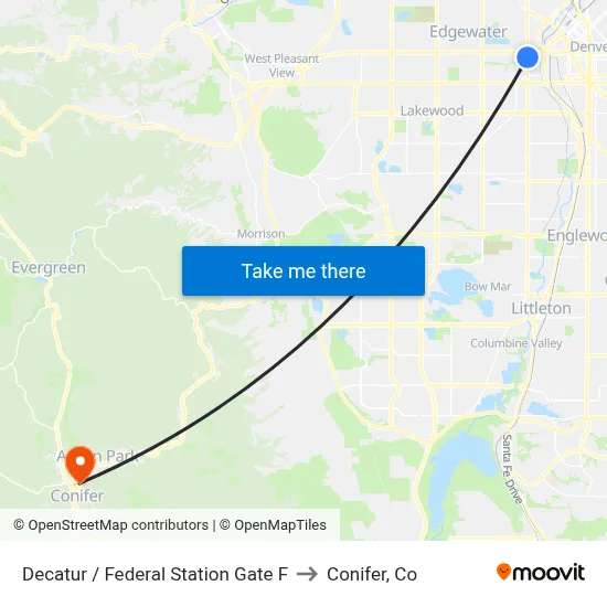 Decatur / Federal Station Gate F to Conifer, Co map