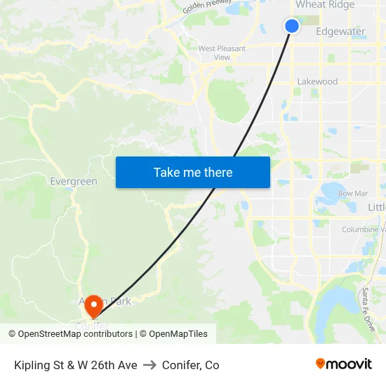 Kipling St & W 26th Ave to Conifer, Co map