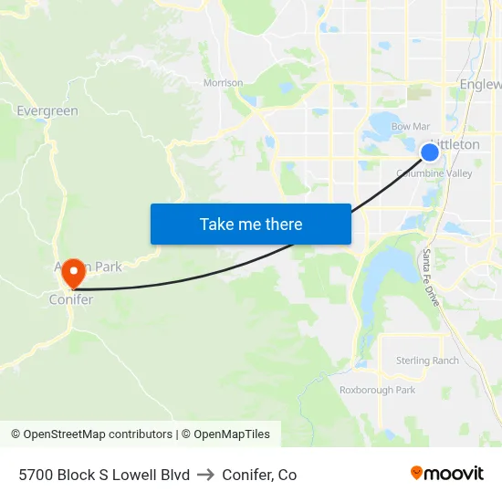 5700 Block S Lowell Blvd to Conifer, Co map