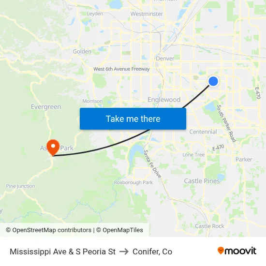 Mississippi Ave & S Peoria St to Conifer, Co map