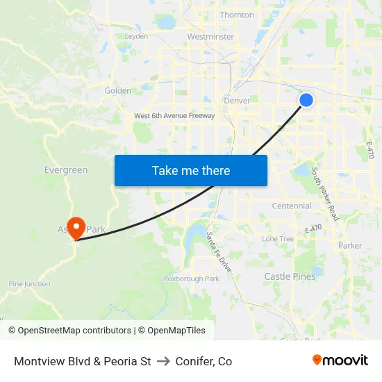 Montview Blvd & Peoria St to Conifer, Co map