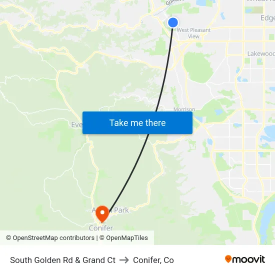 South Golden Rd & Grand Ct to Conifer, Co map