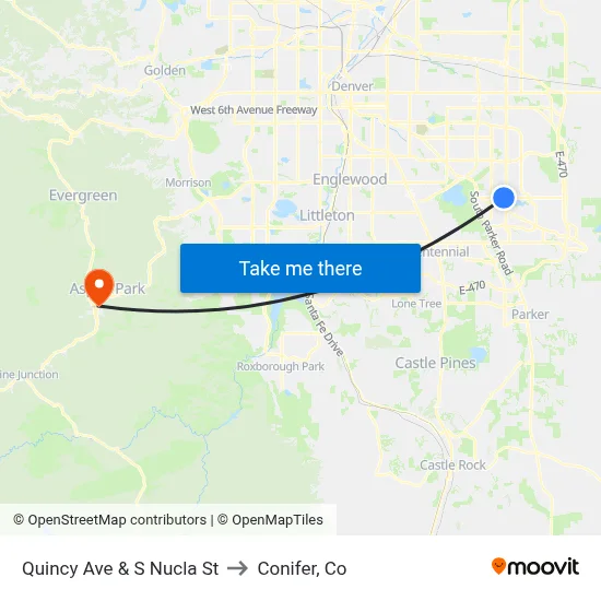 Quincy Ave & S Nucla St to Conifer, Co map