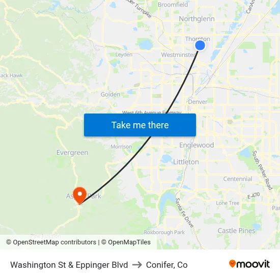 Washington St & Eppinger Blvd to Conifer, Co map