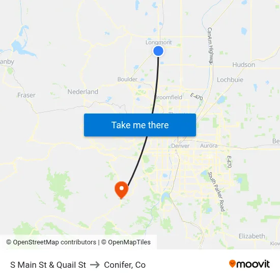 S Main St & Quail St to Conifer, Co map