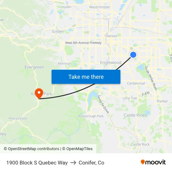 1900 Block S Quebec Way to Conifer, Co map
