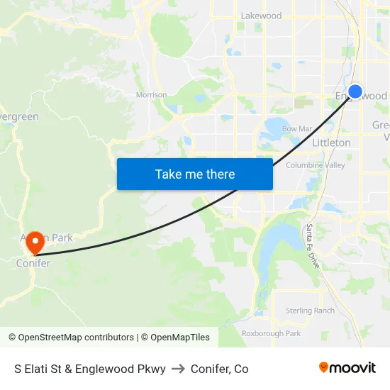 S Elati St & Englewood Pkwy to Conifer, Co map