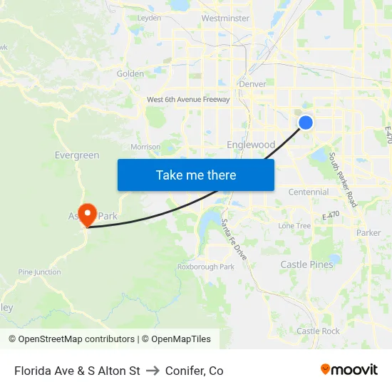 Florida Ave & S Alton St to Conifer, Co map