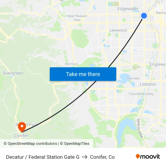 Decatur / Federal Station Gate G to Conifer, Co map