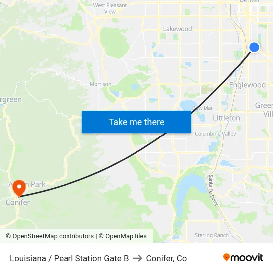 Louisiana / Pearl Station Gate B to Conifer, Co map