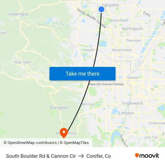 South Boulder Rd & Cannon Cir to Conifer, Co map