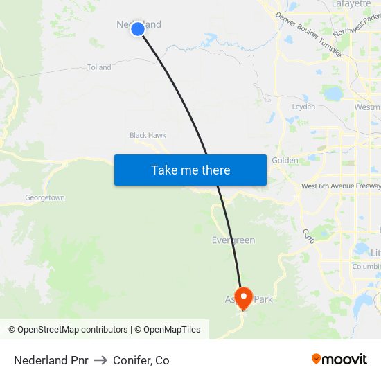 Nederland Pnr to Conifer, Co map