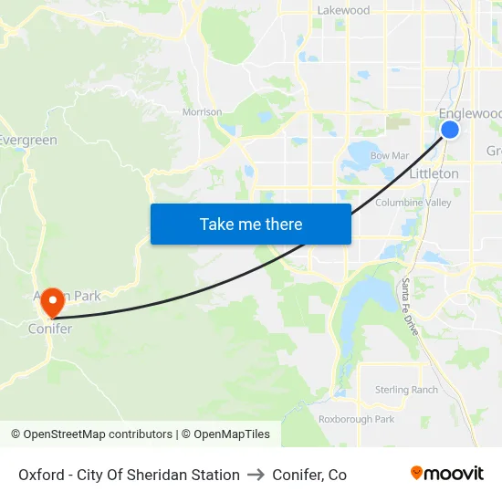 Oxford - City Of Sheridan Station to Conifer, Co map