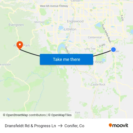 Dransfeldt Rd & Progress Ln to Conifer, Co map