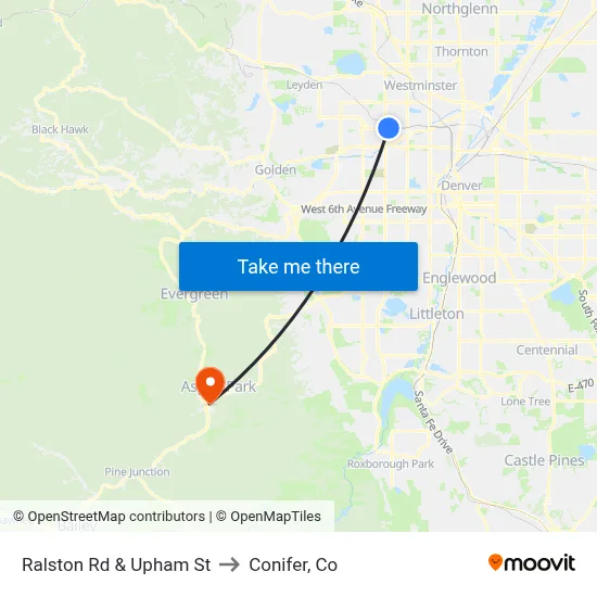 Ralston Rd & Upham St to Conifer, Co map