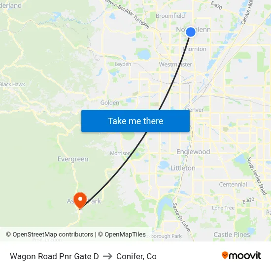 Wagon Road Pnr Gate D to Conifer, Co map