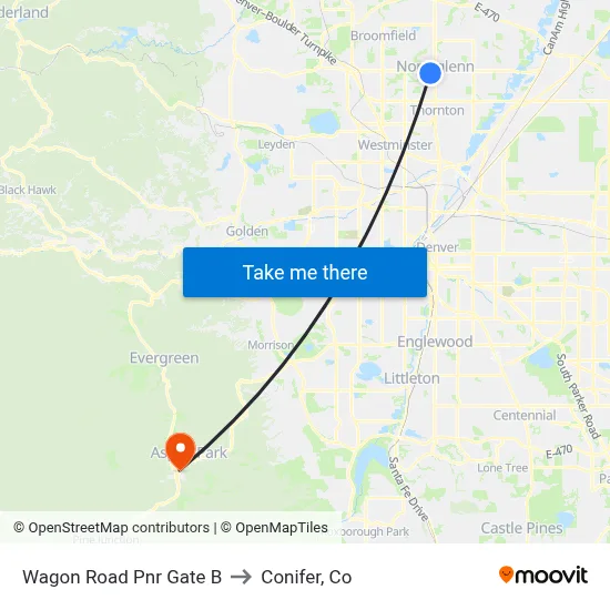 Wagon Road Pnr Gate B to Conifer, Co map