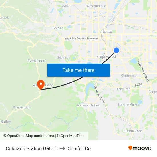 Colorado Station Gate C to Conifer, Co map