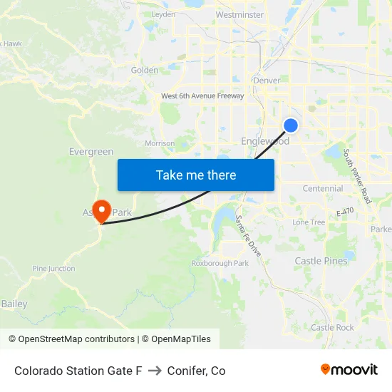 Colorado Station Gate F to Conifer, Co map