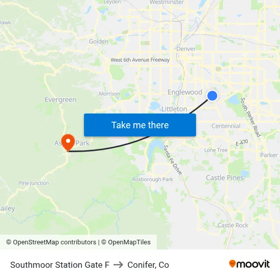 Southmoor Station Gate F to Conifer, Co map