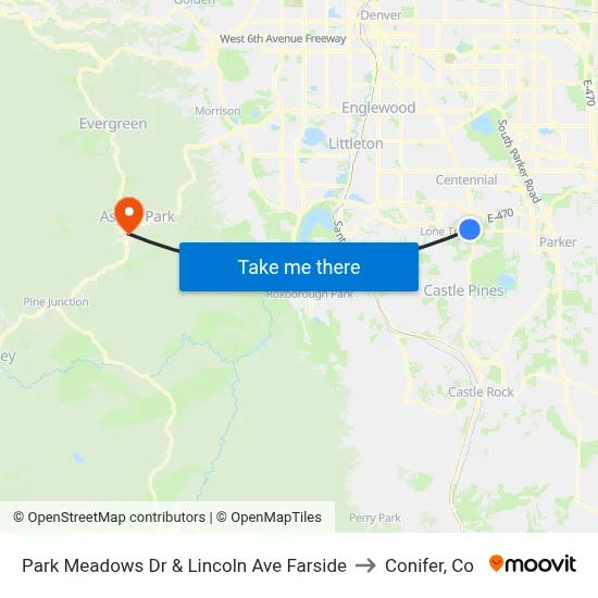 Park Meadows Dr & Lincoln Ave Farside to Conifer, Co map