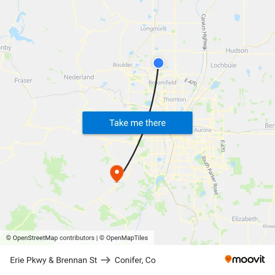 Erie Pkwy & Brennan St to Conifer, Co map