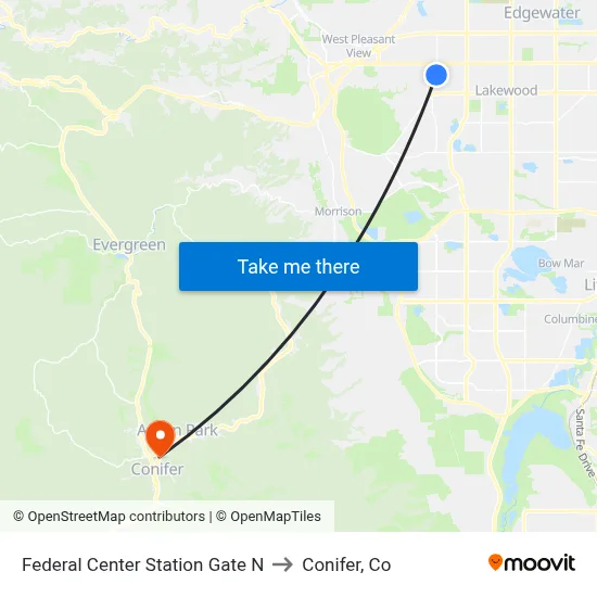 Federal Center Station Gate N to Conifer, Co map