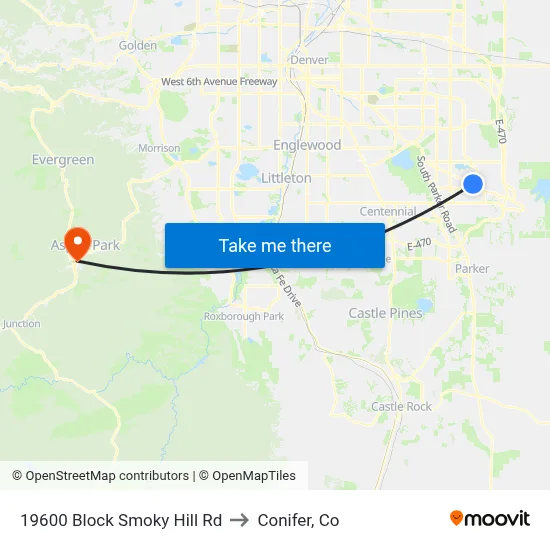 19600 Block Smoky Hill Rd to Conifer, Co map