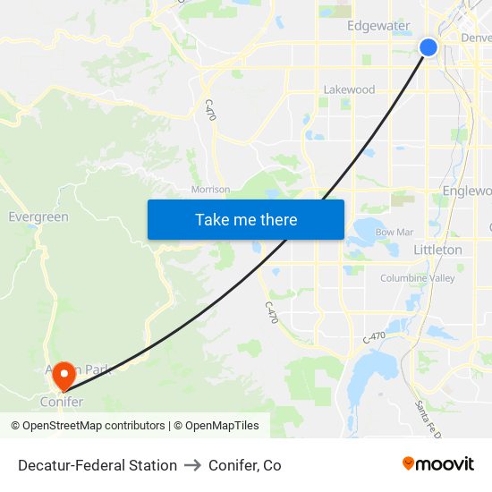 Decatur-Federal Station to Conifer, Co map