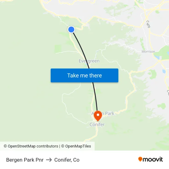 Bergen Park Pnr to Conifer, Co map
