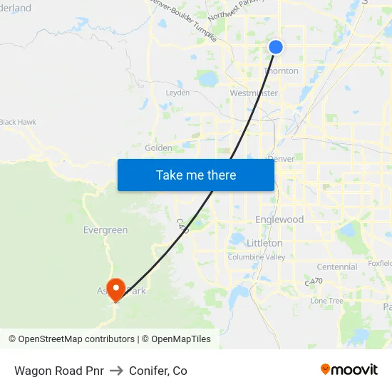 Wagon Road Pnr to Conifer, Co map