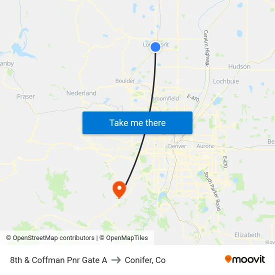 8th & Coffman Pnr Gate A to Conifer, Co map