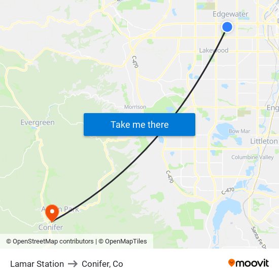 Lamar Station to Conifer, Co map