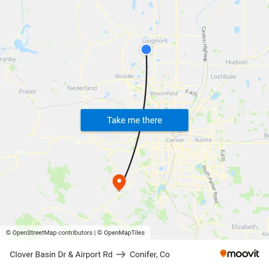 Clover Basin Dr & Airport Rd to Conifer, Co map