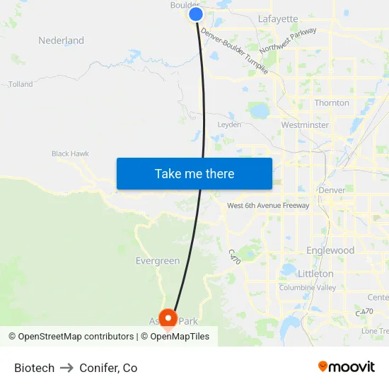 Biotech to Conifer, Co map