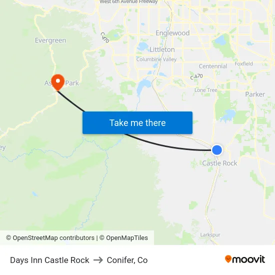 Days Inn Castle Rock to Conifer, Co map