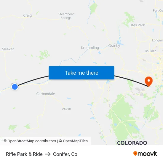 Rifle Park & Ride to Conifer, Co map