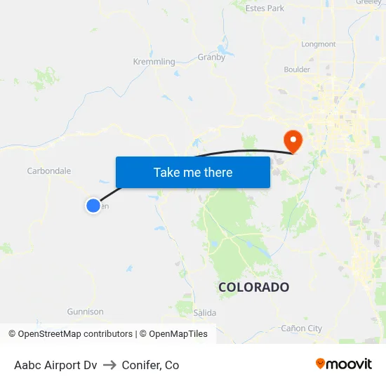 Aabc Airport Dv to Conifer, Co map
