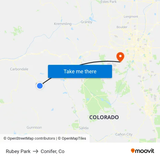 Rubey Park to Conifer, Co map