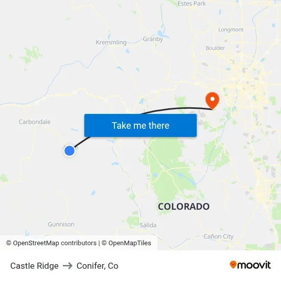 Castle Ridge to Conifer, Co map
