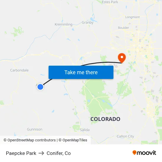 Paepcke Park to Conifer, Co map