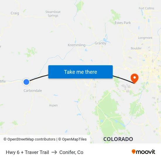 Hwy 6 + Traver Trail to Conifer, Co map