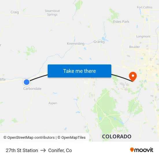 27th St Station to Conifer, Co map