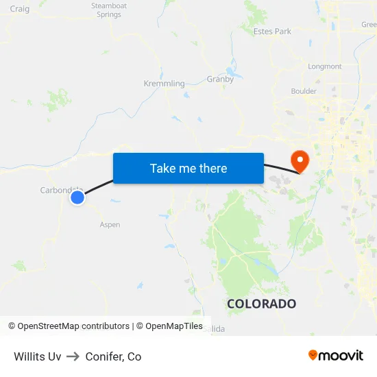 Willits Uv to Conifer, Co map