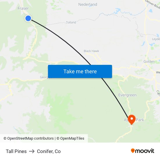 Tall Pines to Conifer, Co map